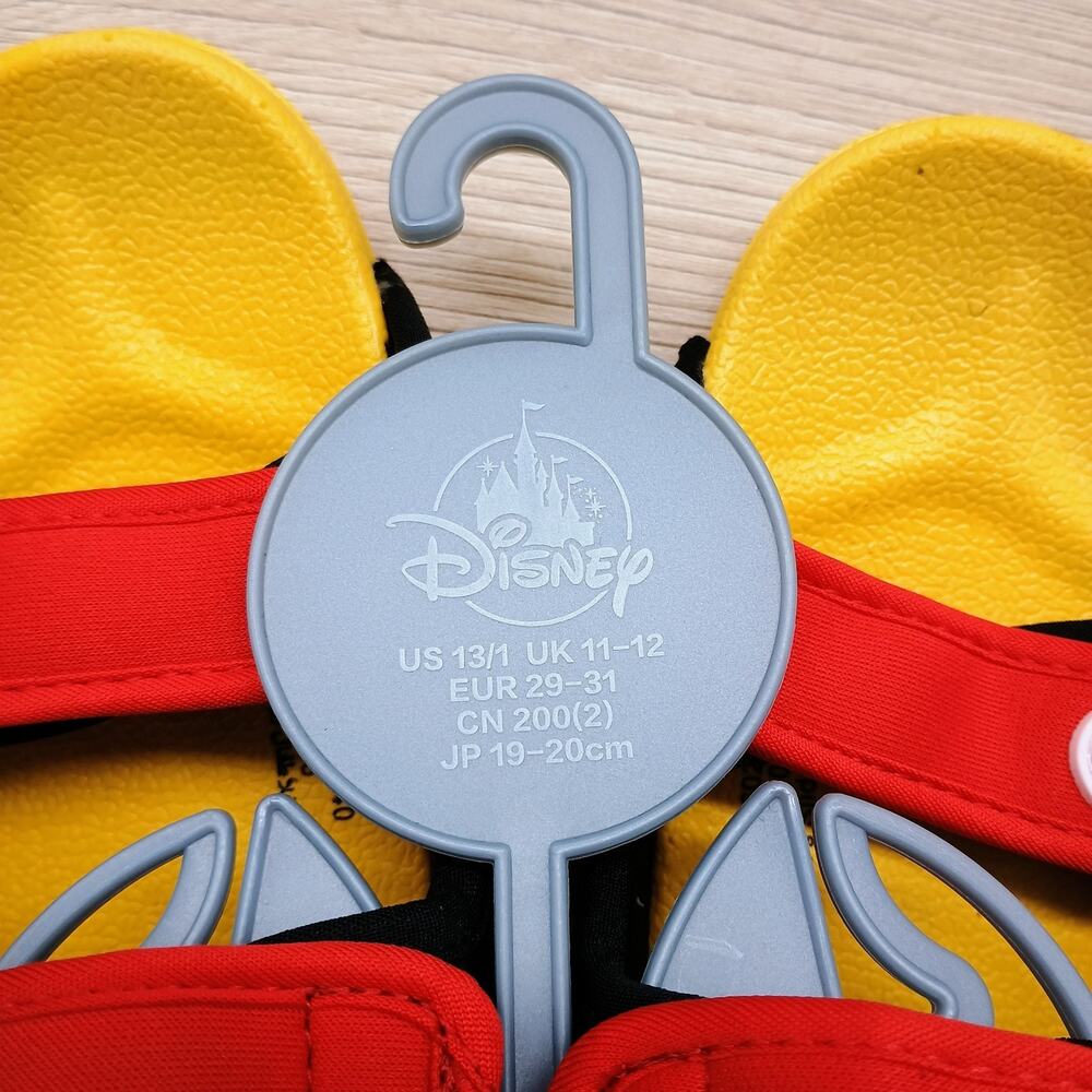 Disney Mickey Mouse Sandals Boys Yellow Black Red Hook Loop Strap Beach Shoes - Picture 2 of 11